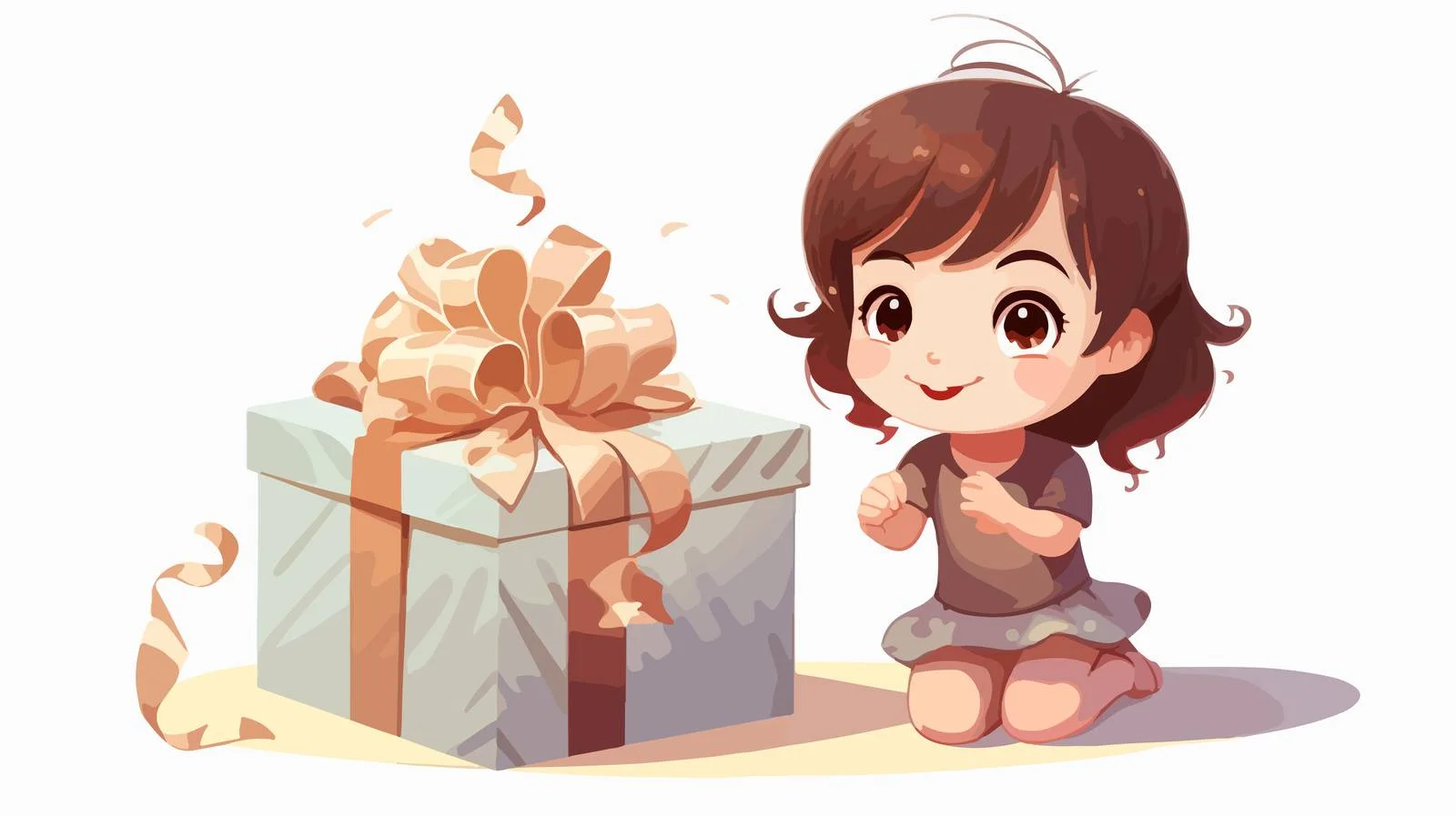 Joyful Child Opening Birthday Gift — free download from Dotvec
