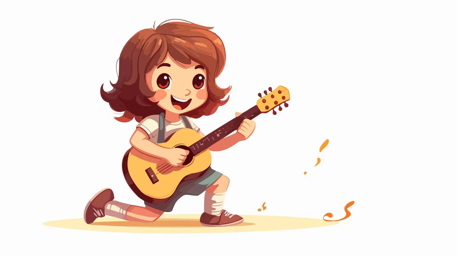 Joyful Girl Playing Guitar Cartoon Vector — free download from Dotvec