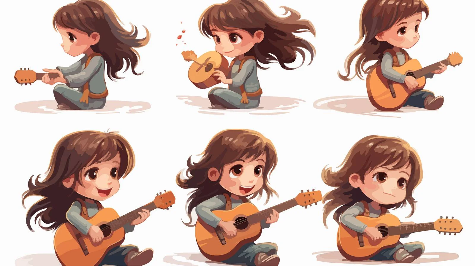 Cheerful Kid Playing Guitar Cartoon Vector — free download from Dotvec