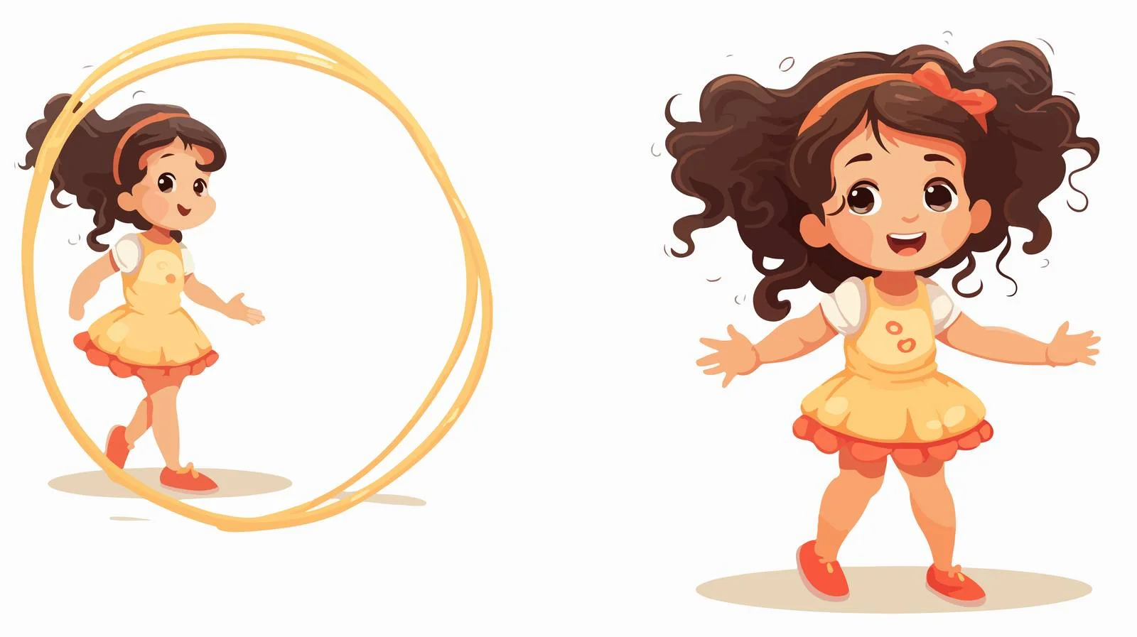 Cheerful Kid Playing Hula Hoop Cartoon — free download from Dotvec