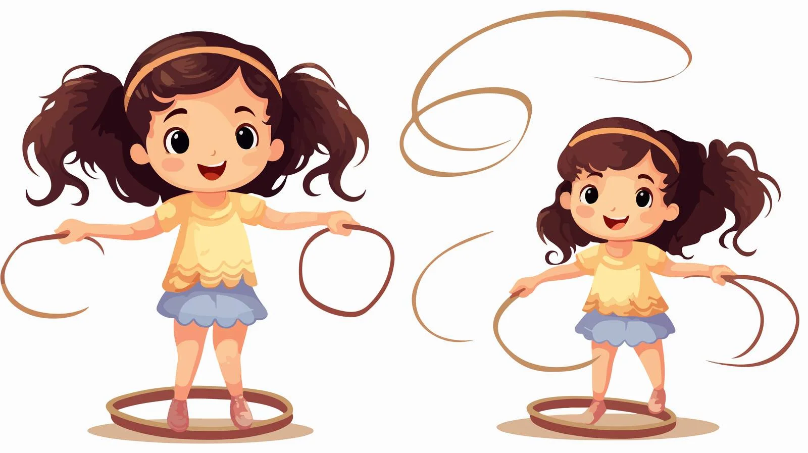 Cheerful Kid Playing Hula Hoop Cartoon — free download from Dotvec