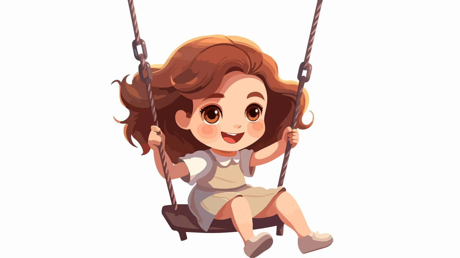 Cute Kid Girl Playing Swing Cartoon — free download from Dotvec