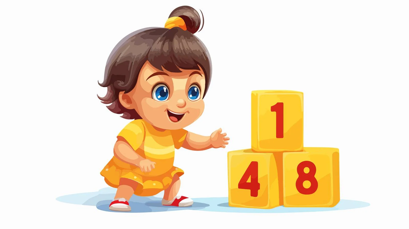 Joyful Child Playing with Number Blocks — free download from Dotvec