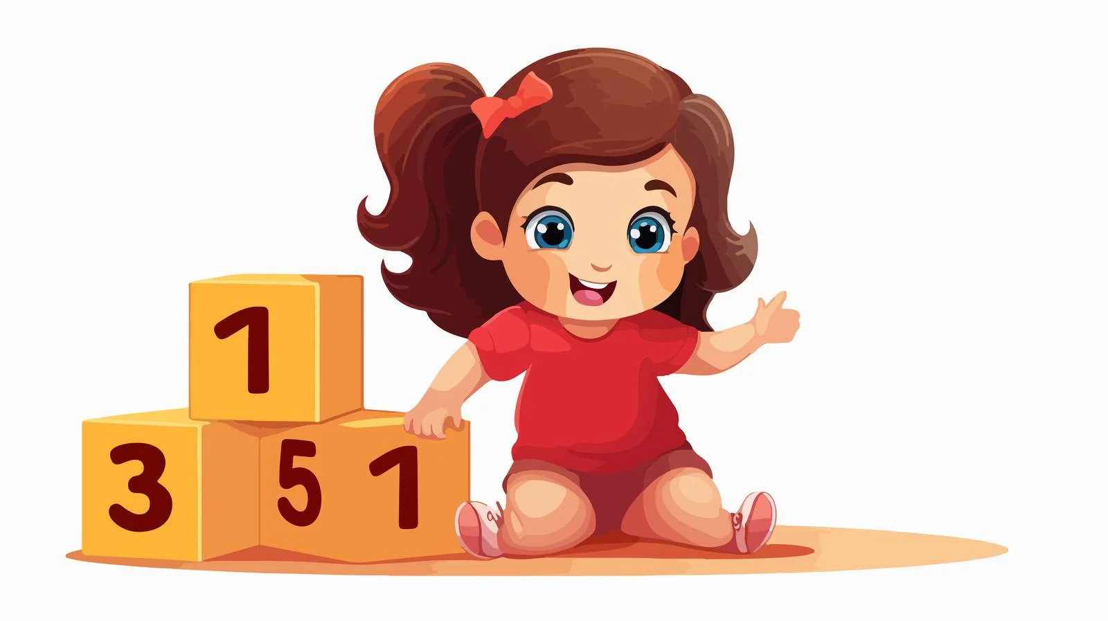 Playful Little Girl with Number Blocks — free download from Dotvec
