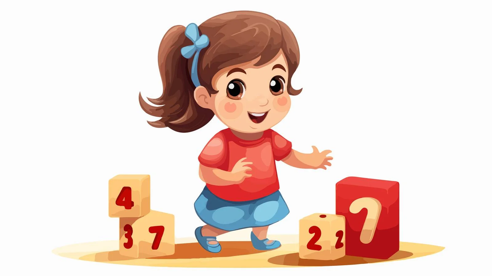 Joyful Kid Plays with Number Blocks — free download from Dotvec