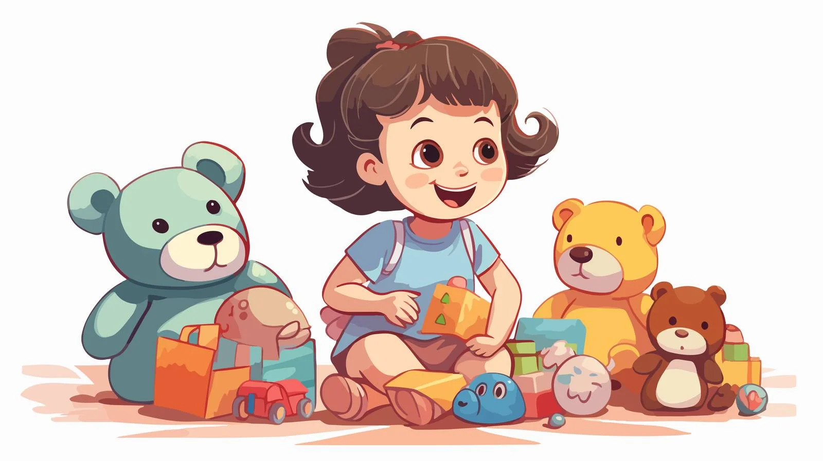 Joyful Kid Playing with Toys Cartoon — free download from Dotvec