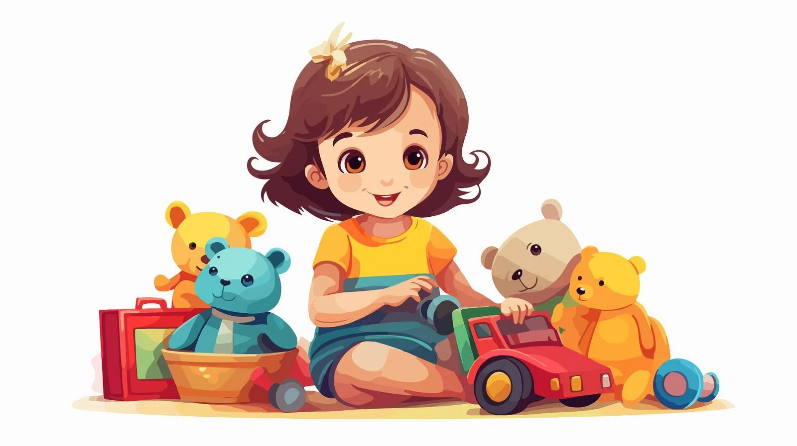 Joyful Kid Playing with Cartoon Toys — free download from Dotvec