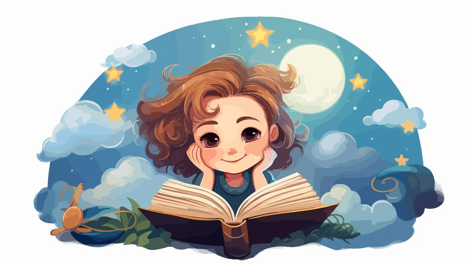 Enchanting Child Reading and Imagining — free download from Dotvec