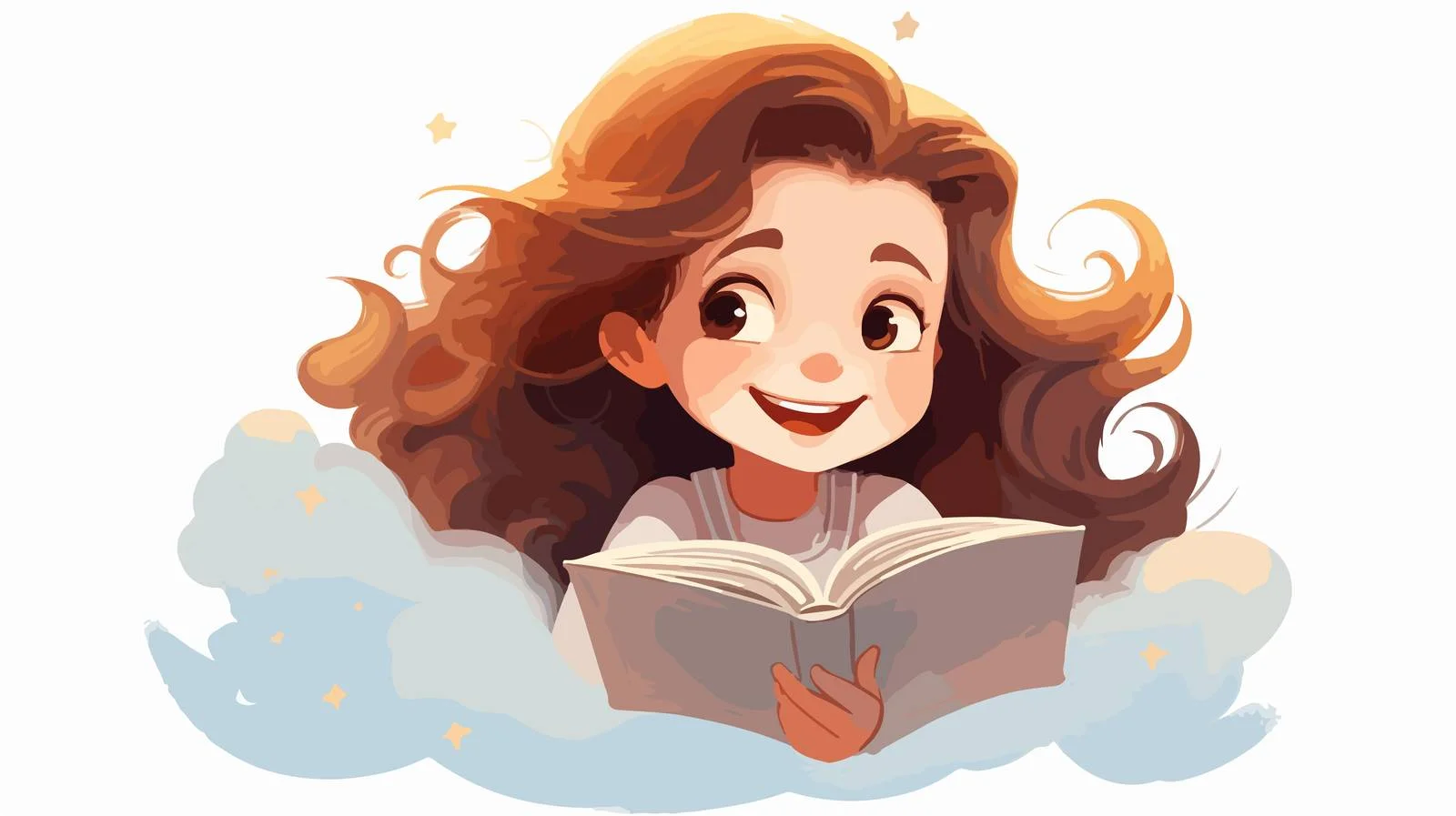 Joyful Child Reading and Daydreaming — free download from Dotvec