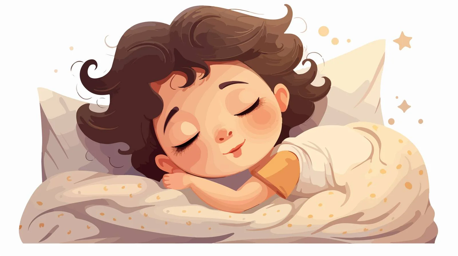 Charming Kid Girl Sleeping in Cartoon Bedroom — free download from Dotvec