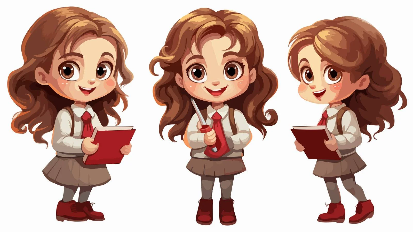 Young Girl Enjoying Studying Cartoon Illustration — free download from Dotvec