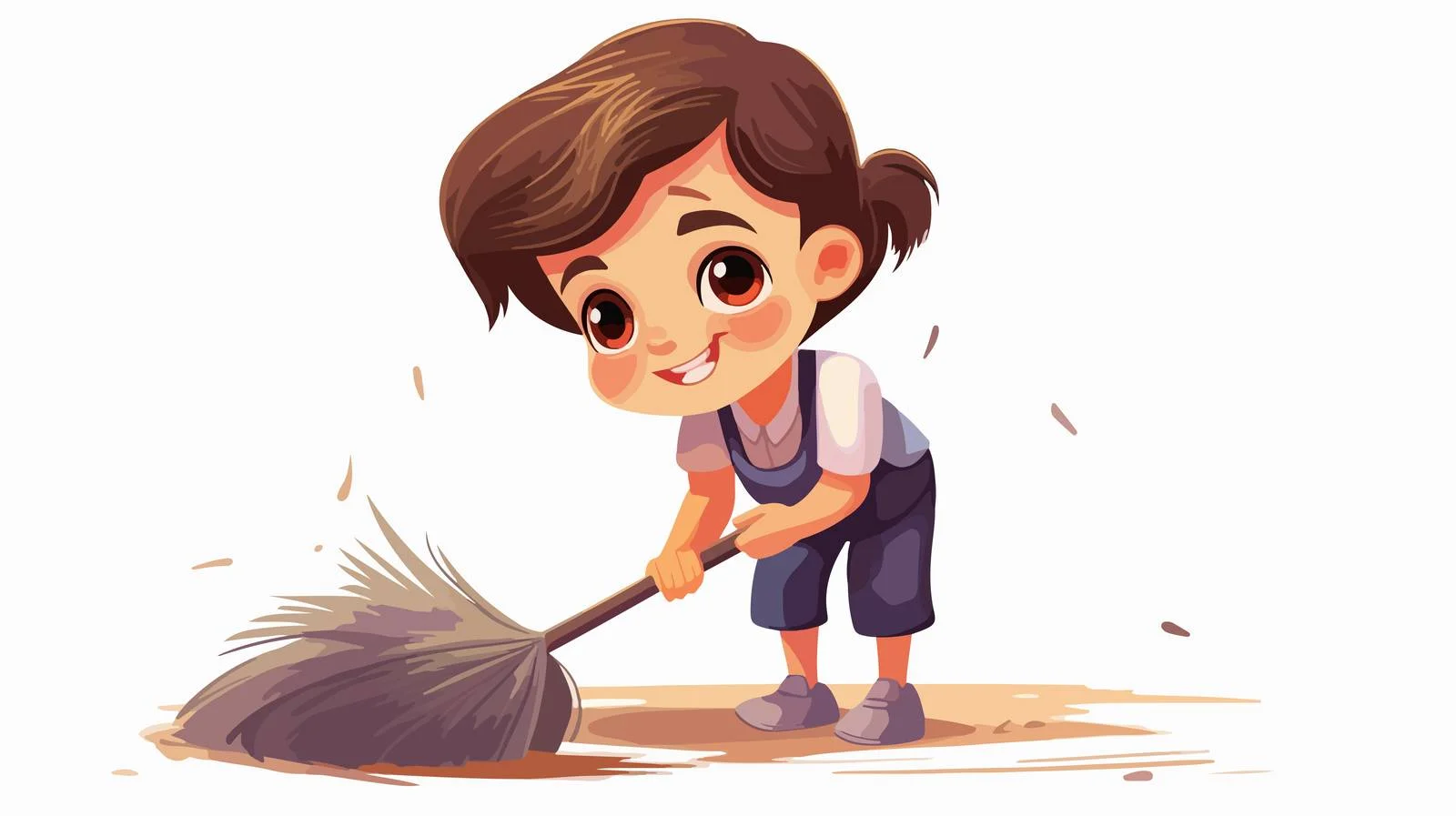 Adorable Kid Cleaning Cartoon Illustration — free download from Dotvec
