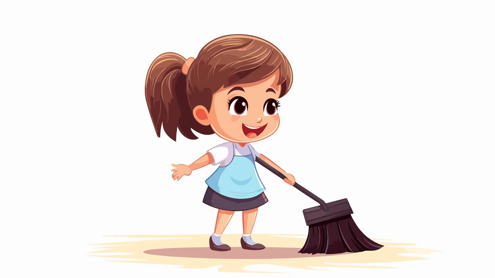 Joyful Child Cleaning Cartoon Illustration — free download from Dotvec