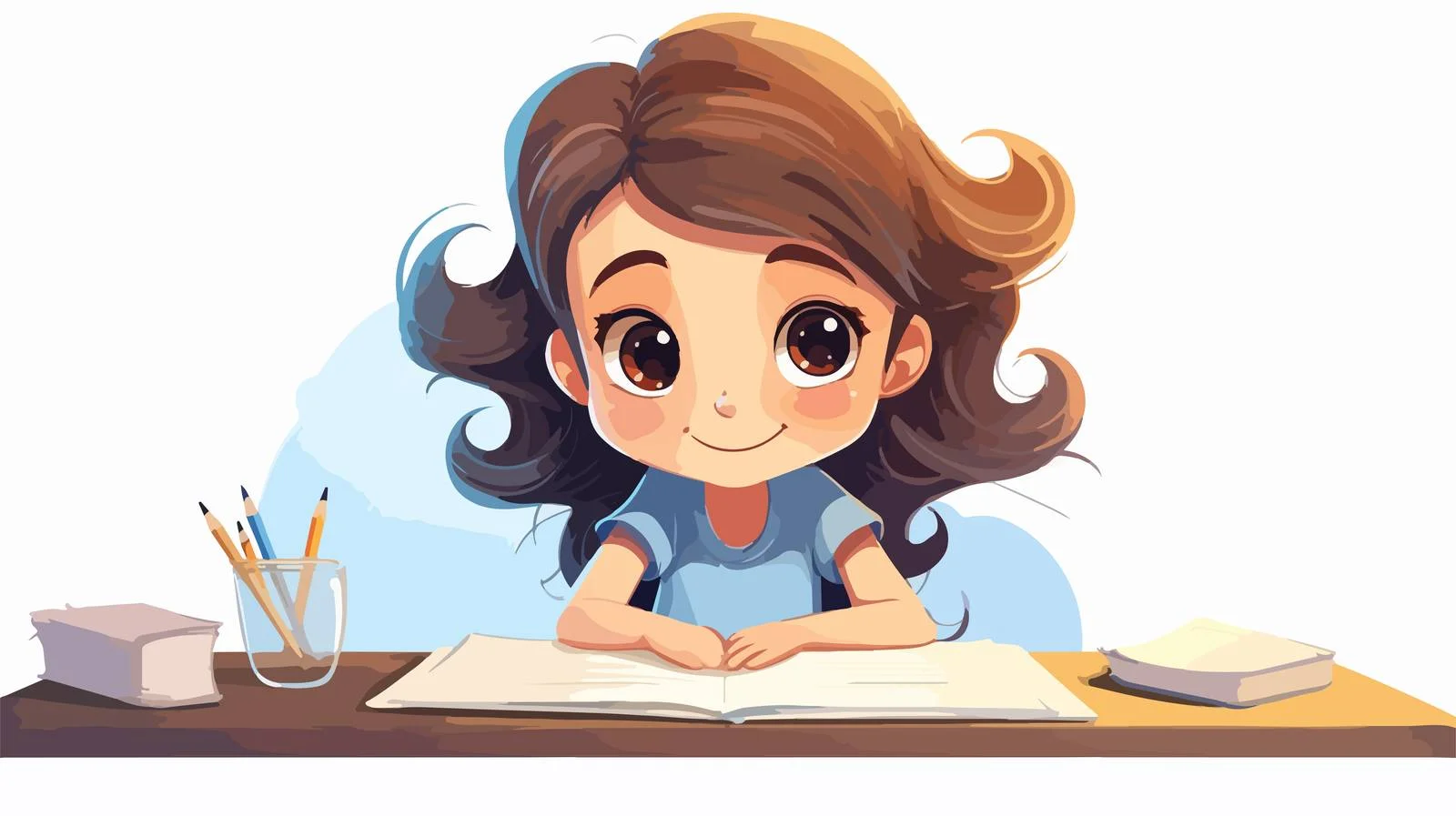 Cute Kid Thinking on Exam Cartoon — free download from Dotvec
