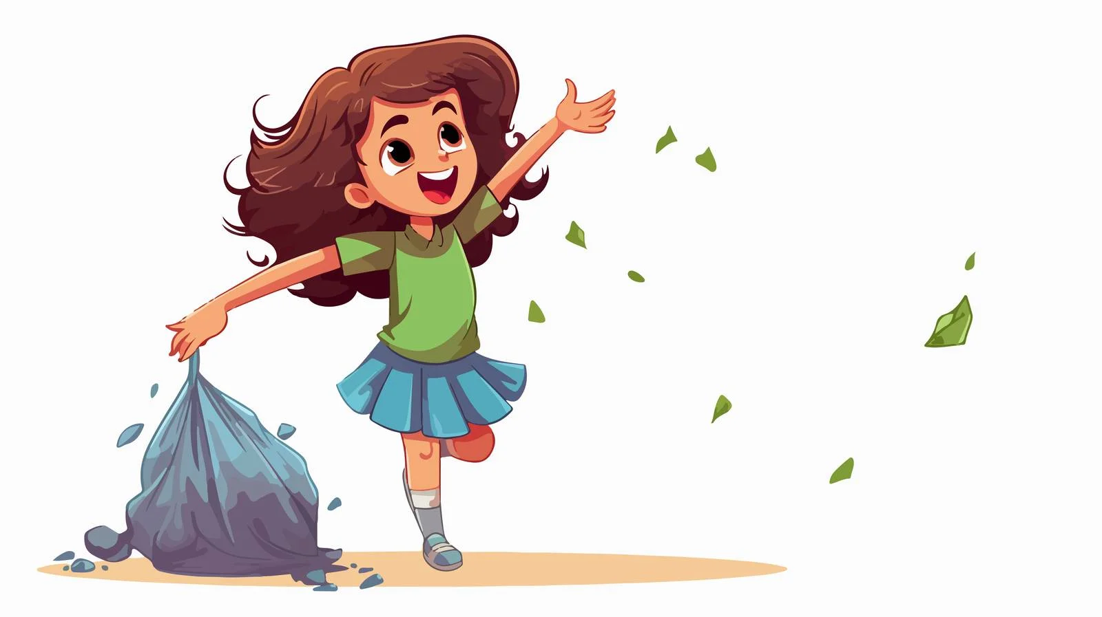 Cheerful Girl Disposing Cartoon Vector — free download from Dotvec