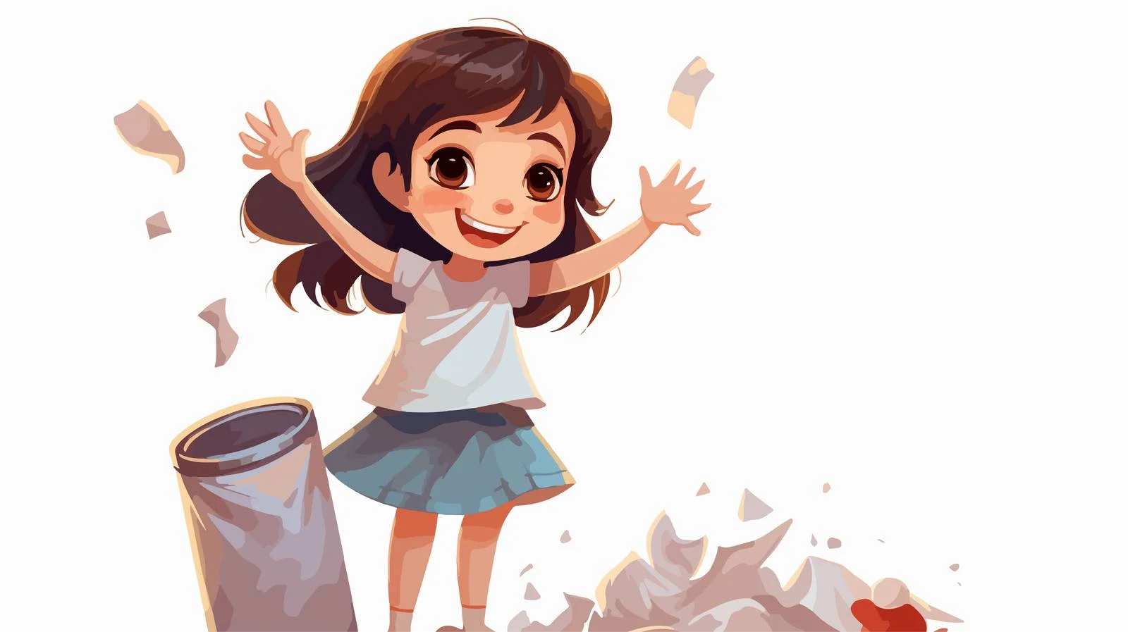 Cute Kid Throwing Trash Cartoon Vector — free download from Dotvec