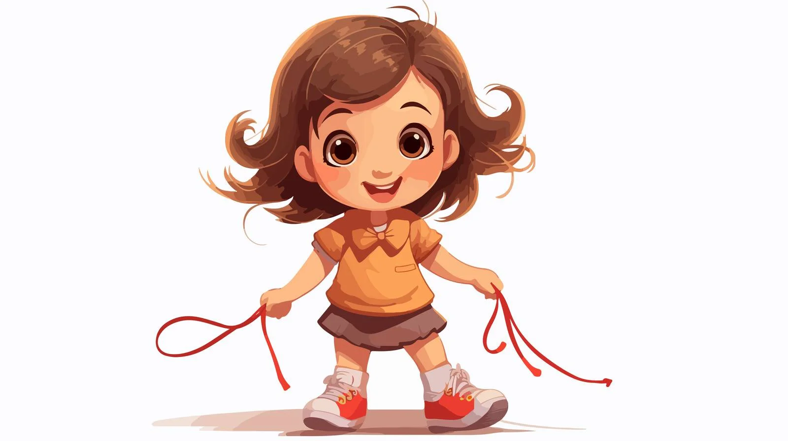 Young Girl Tying Cartoon Shoe — free download from Dotvec