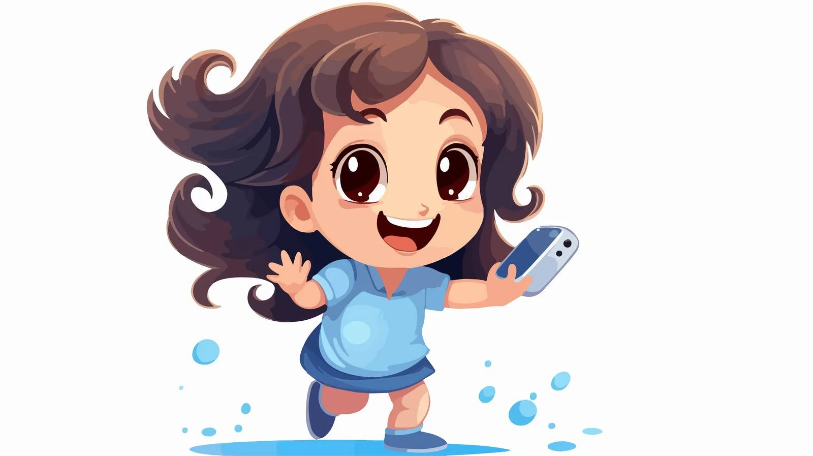 Happy Kid Using Phone Cartoon Vector — free download from Dotvec