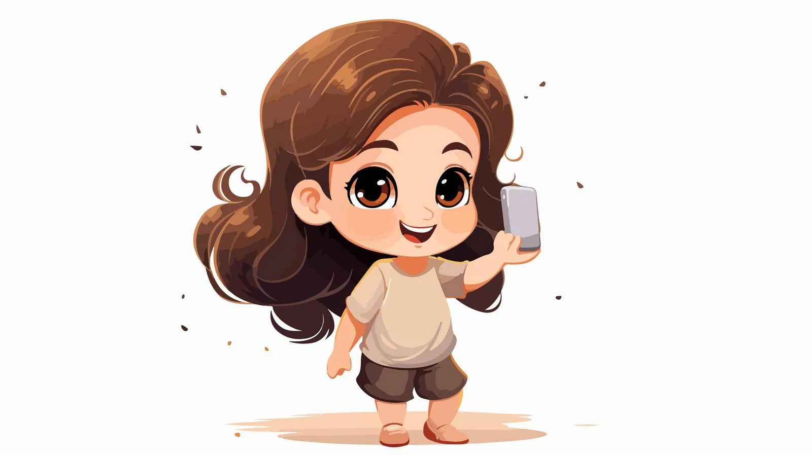 Child Using Phone Cartoon Vector Illustration — free download from Dotvec