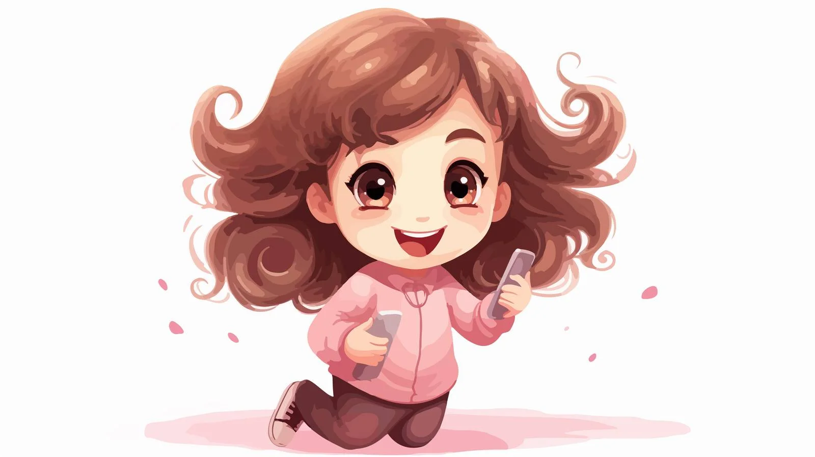 Adorable Kid Using Phone Cartoon Vector — free download from Dotvec