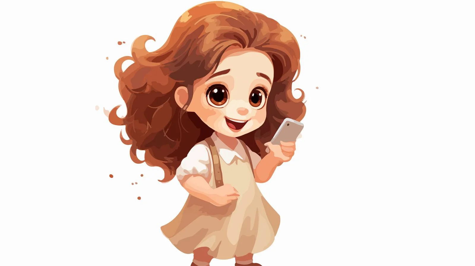 Child Using Phone Cartoon Vector Illustration — free download from Dotvec