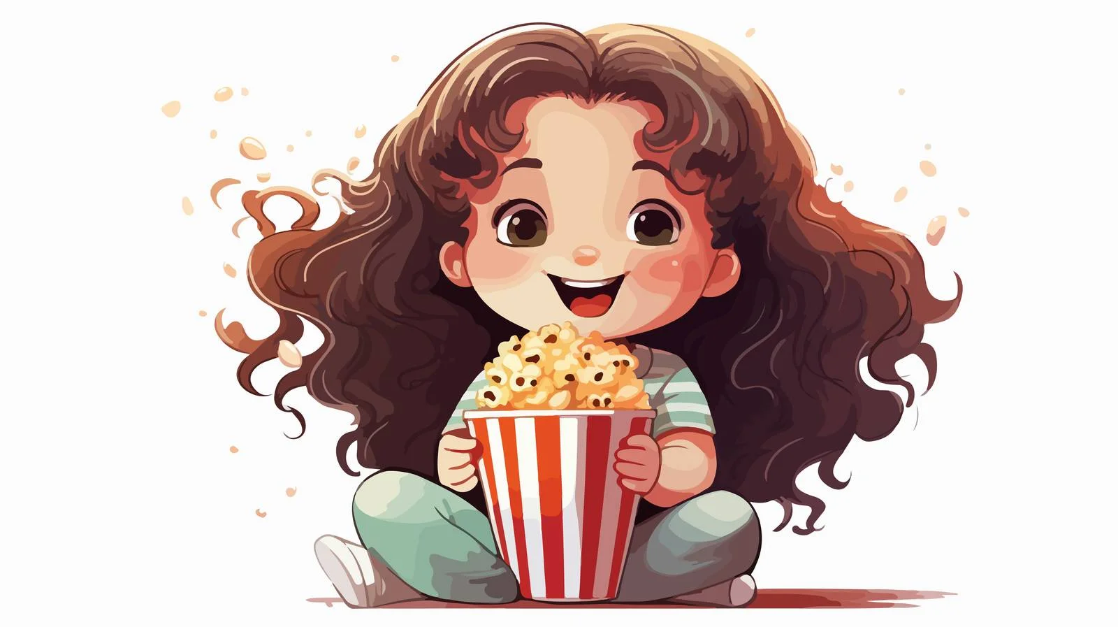 Joyful Kid Watching Cartoon Vector Illustration — free download from Dotvec