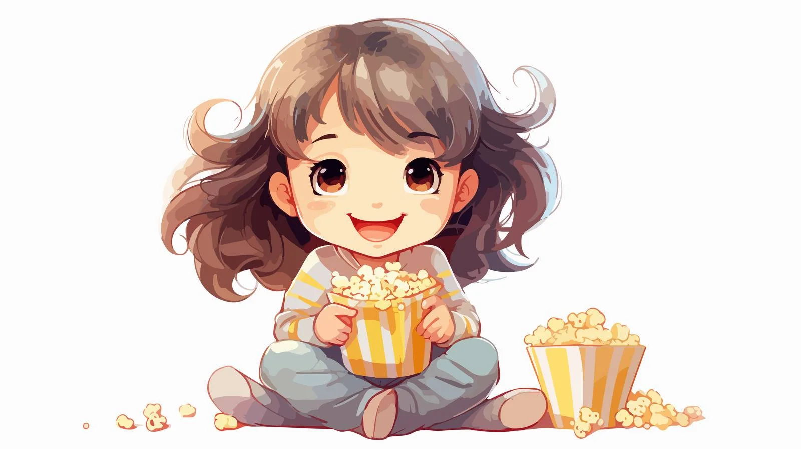 Cheerful Kid Watching Cartoon Vector Illustration — free download from Dotvec