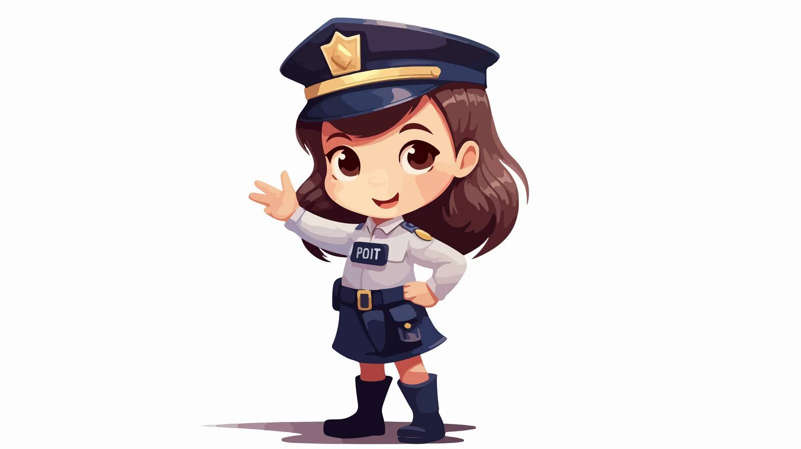 Cheerful Little Girl in Police Uniform — free download from Dotvec