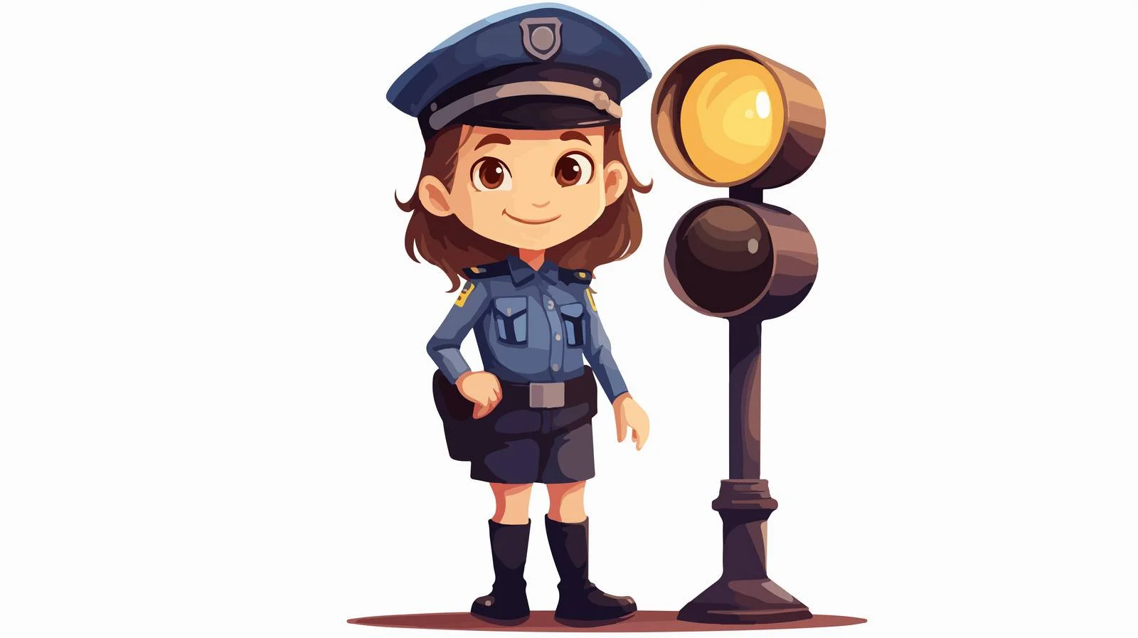 Cheerful Little Police Officer Girl — free download from Dotvec