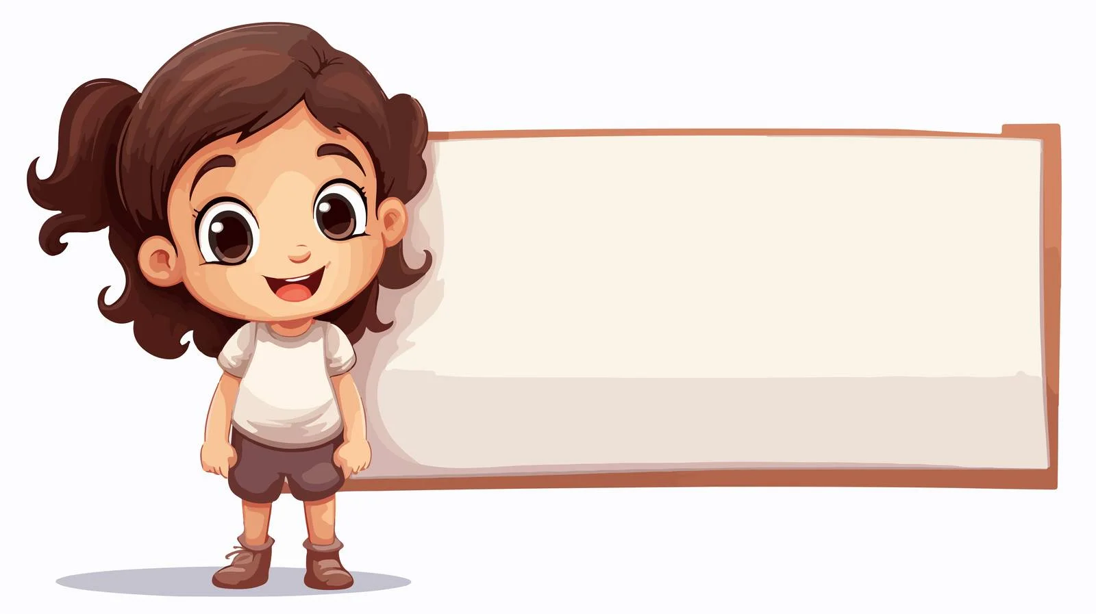 Cheerful Kid Girl with Blank Banner — free download from Dotvec