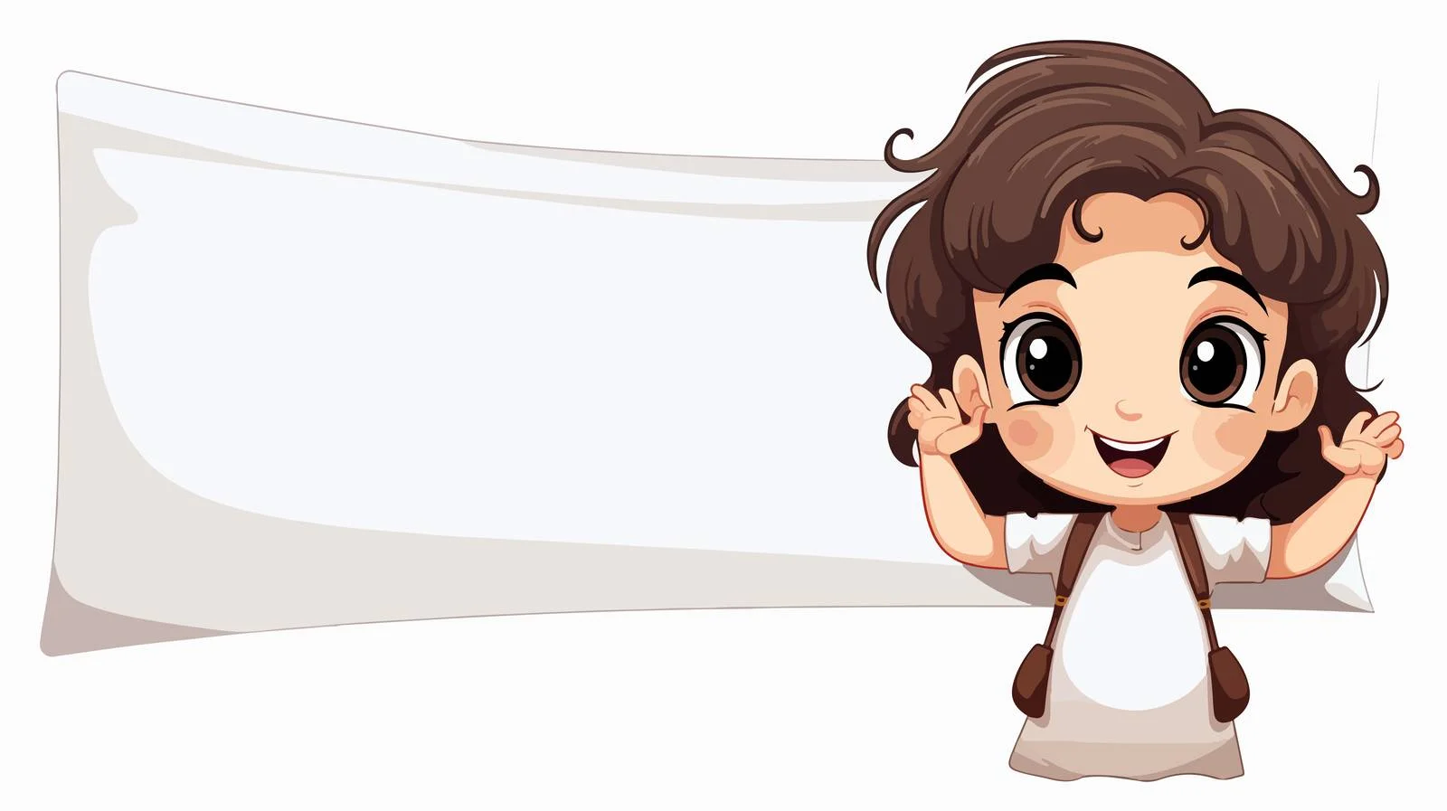 Cheerful Girl with Blank Banner Cartoon — free download from Dotvec