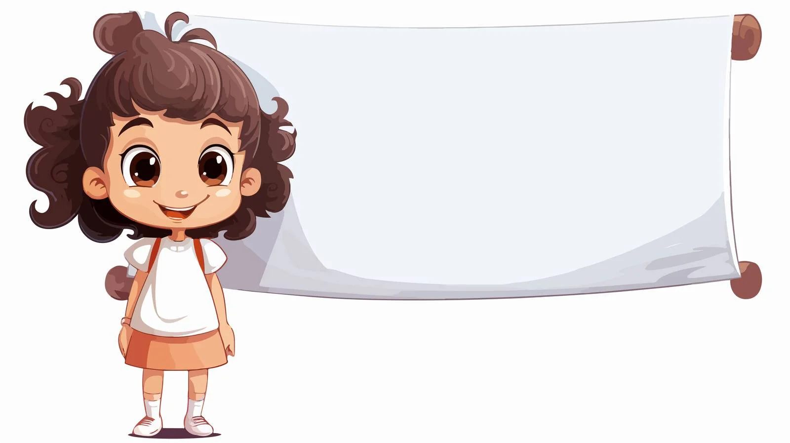 Cheerful Child with Banner Cartoon — free download from Dotvec