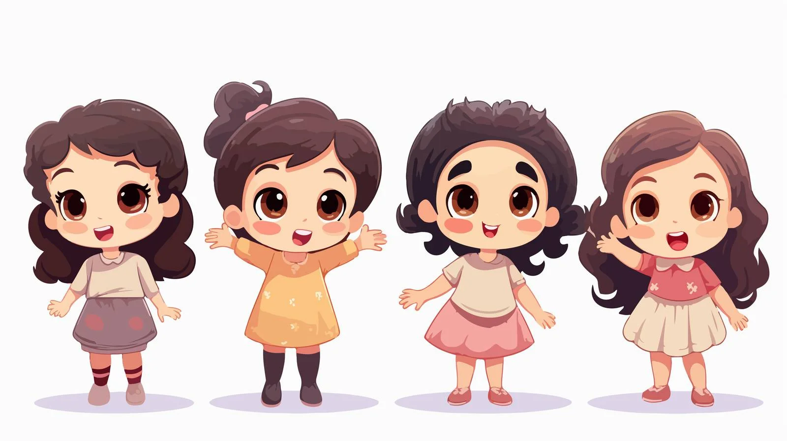 Adorable Girls Making Promise Cartoon Vector — free download from Dotvec