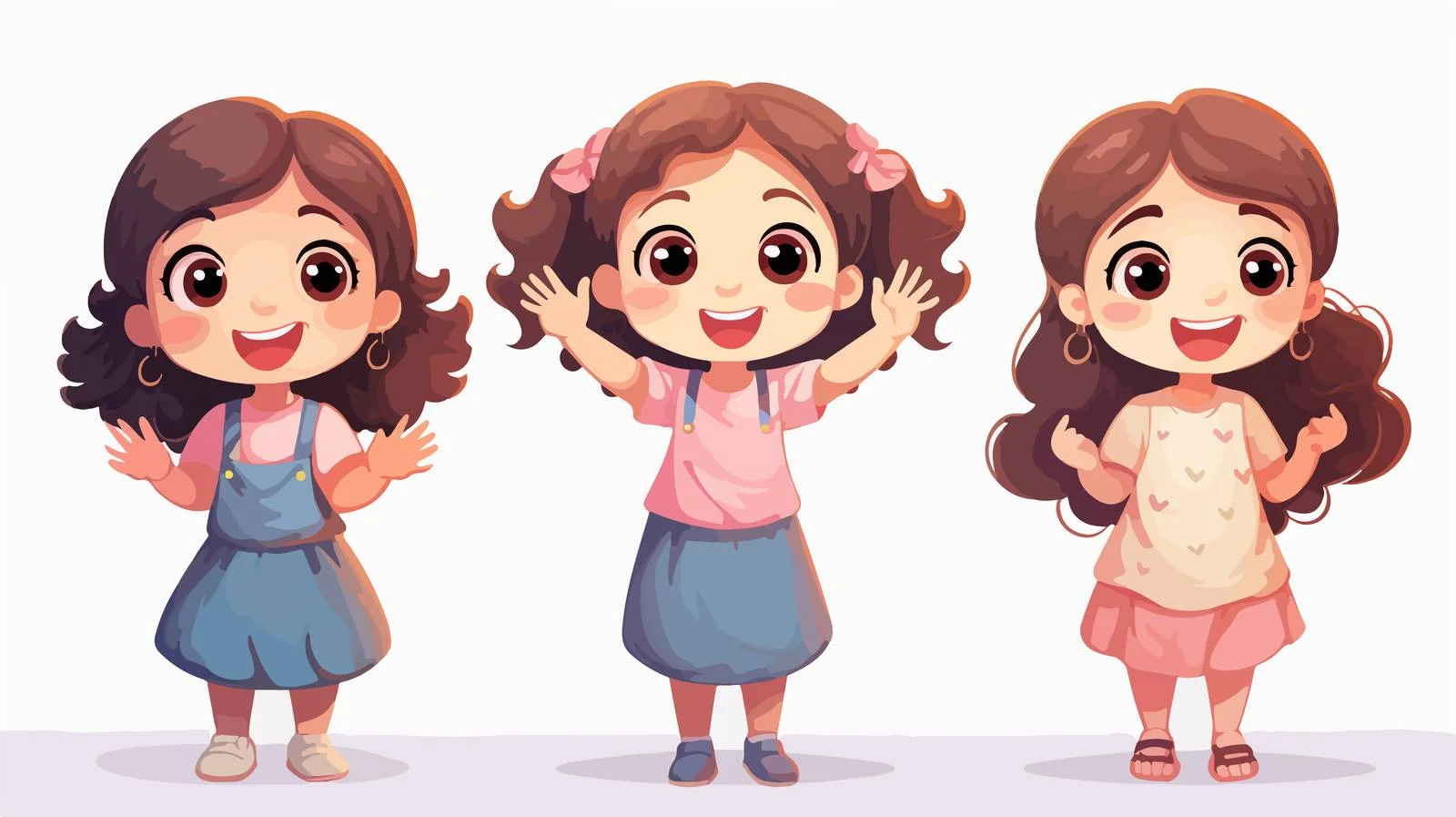 Cheerful Kid Girls Promise Cartoon Vector — free download from Dotvec