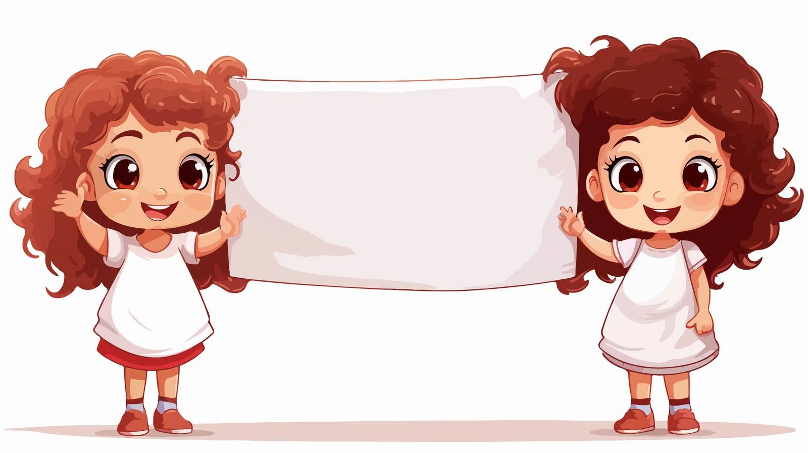 Adorable Kids with Blank Banner Cartoon — free download from Dotvec