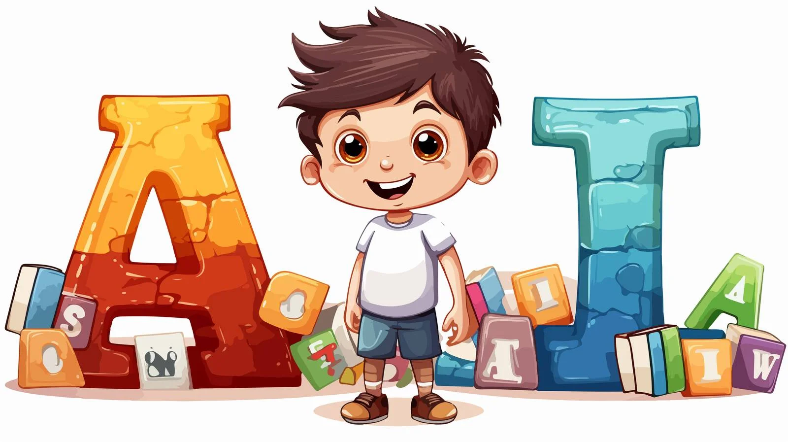 Cheerful Child Learning Cartoon Alphabets — free download from Dotvec
