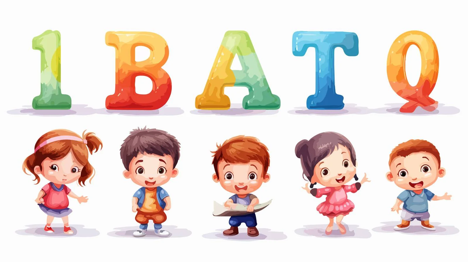 Adorable Kid Learning Alphabet Characters — free download from Dotvec