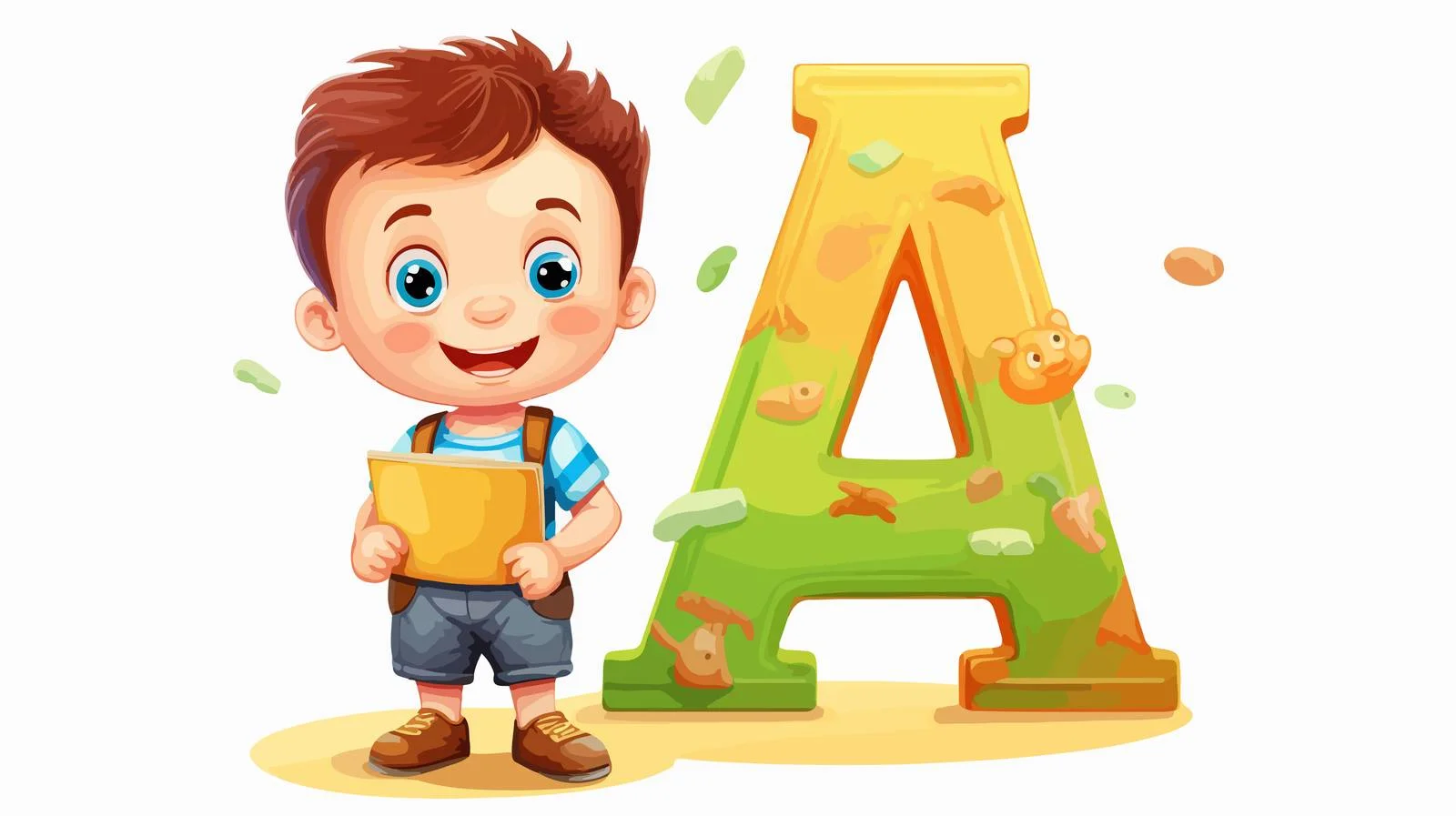 Adorable Kid Learning Cartoon Alphabet Characters — free download from Dotvec