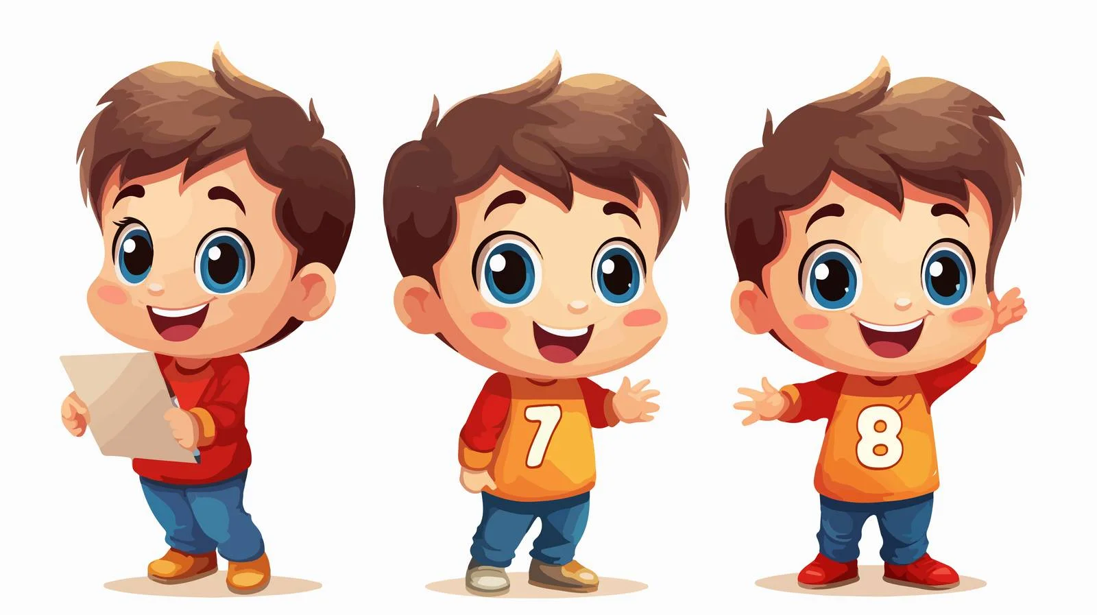 Cheerful Child Counting Cartoon Character Study — free download from Dotvec
