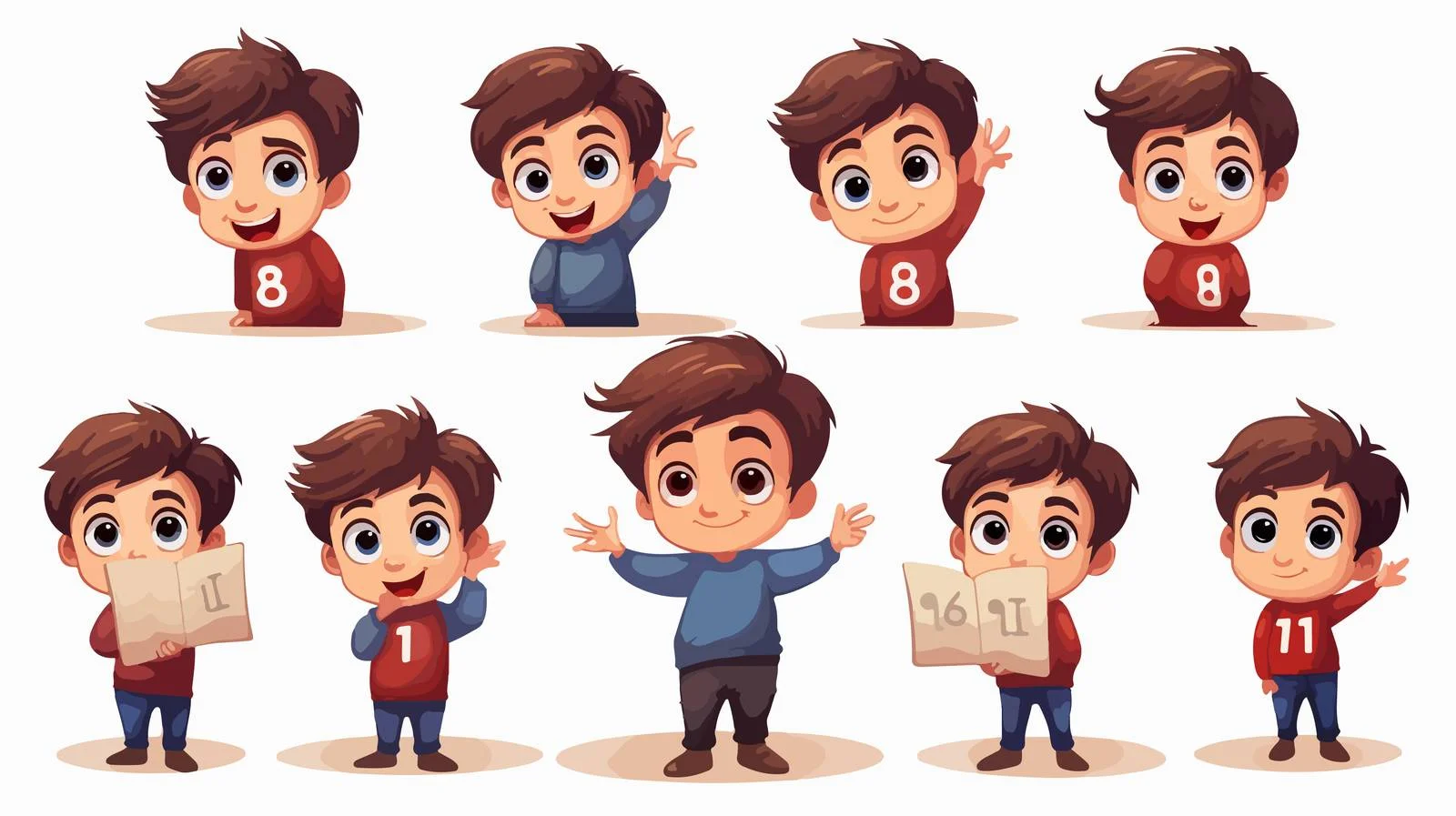 Cheerful Child Studying with Numbers Cartoon — free download from Dotvec