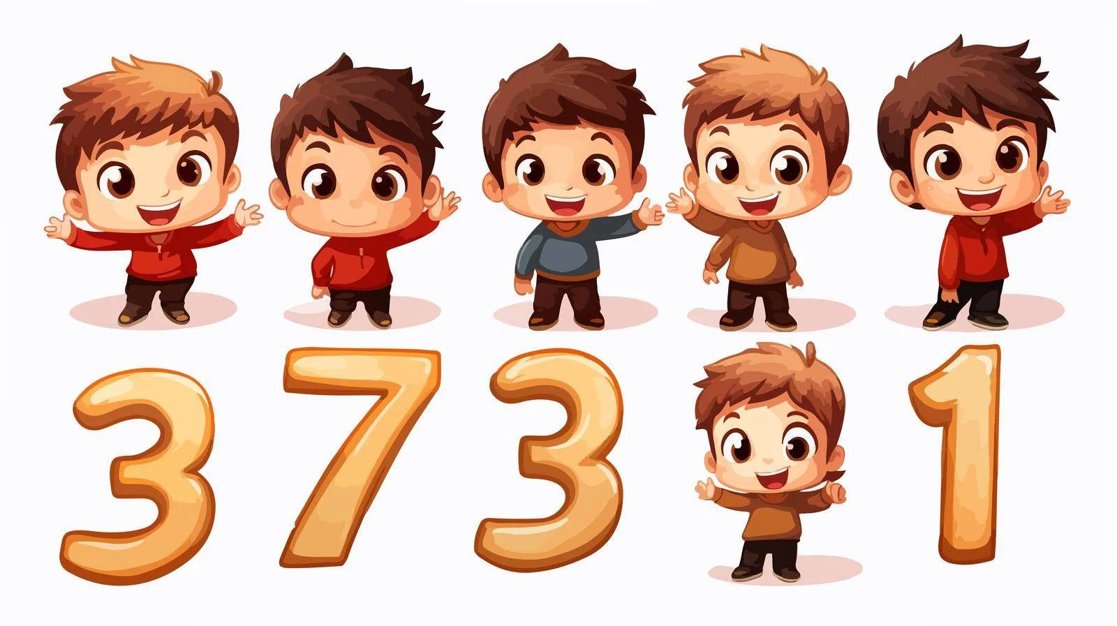 Cheerful Child Learning Numbers Cartoon Character — free download from Dotvec