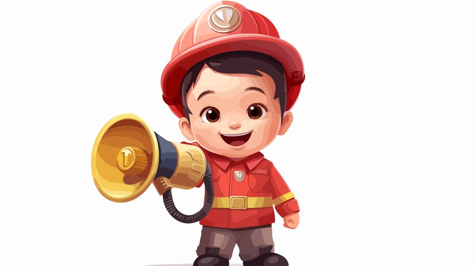 Cheerful Kid in Firefighter Attire — free download from Dotvec