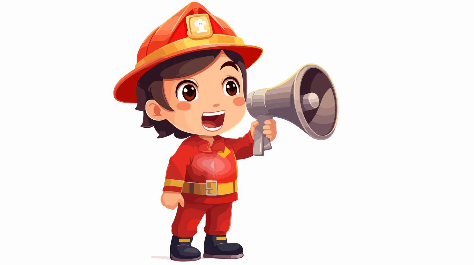 Cheerful Child in Firefighter Outfit — free download from Dotvec
