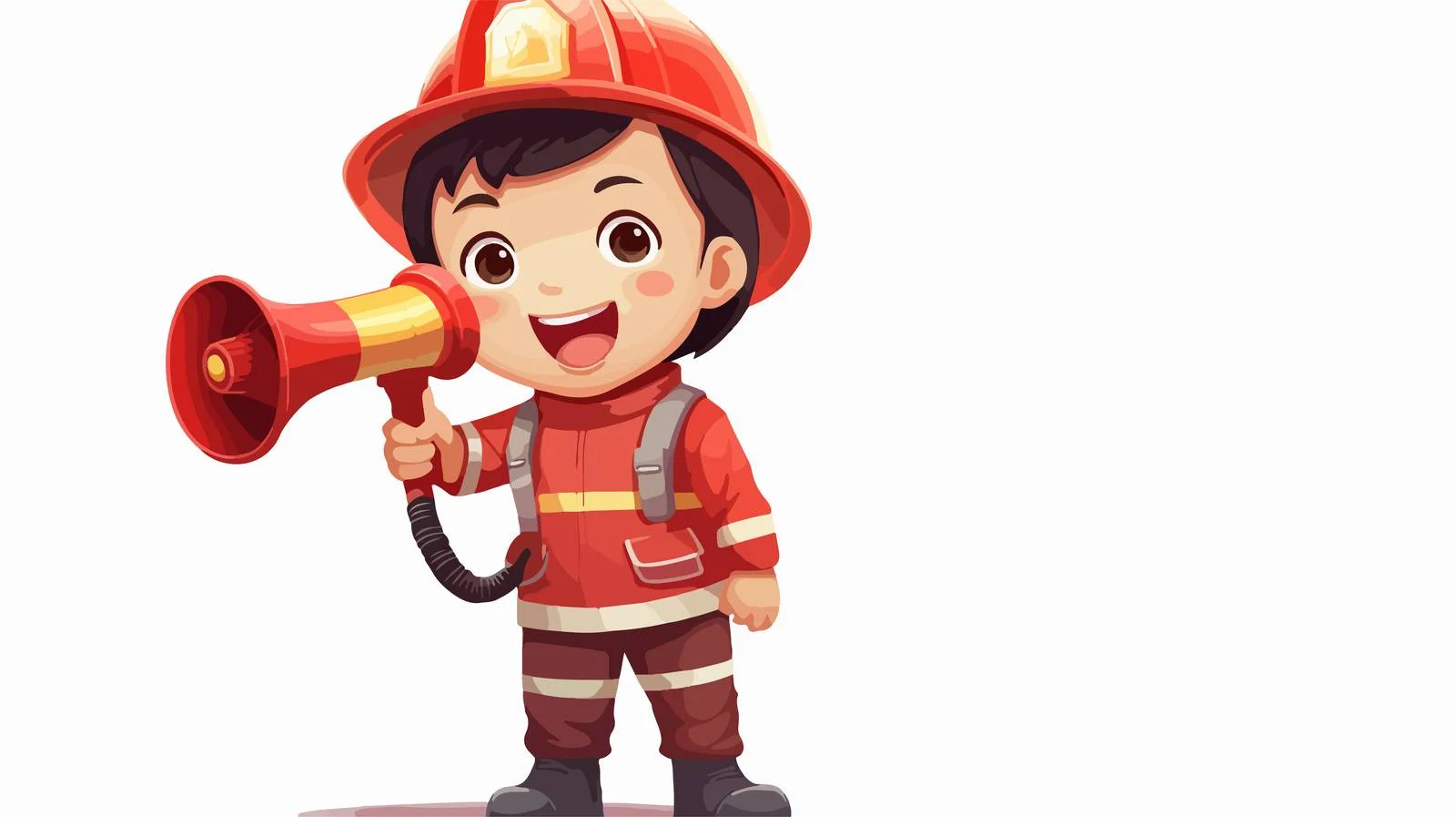 Cheerful Child in Firefighter Outfit — free download from Dotvec