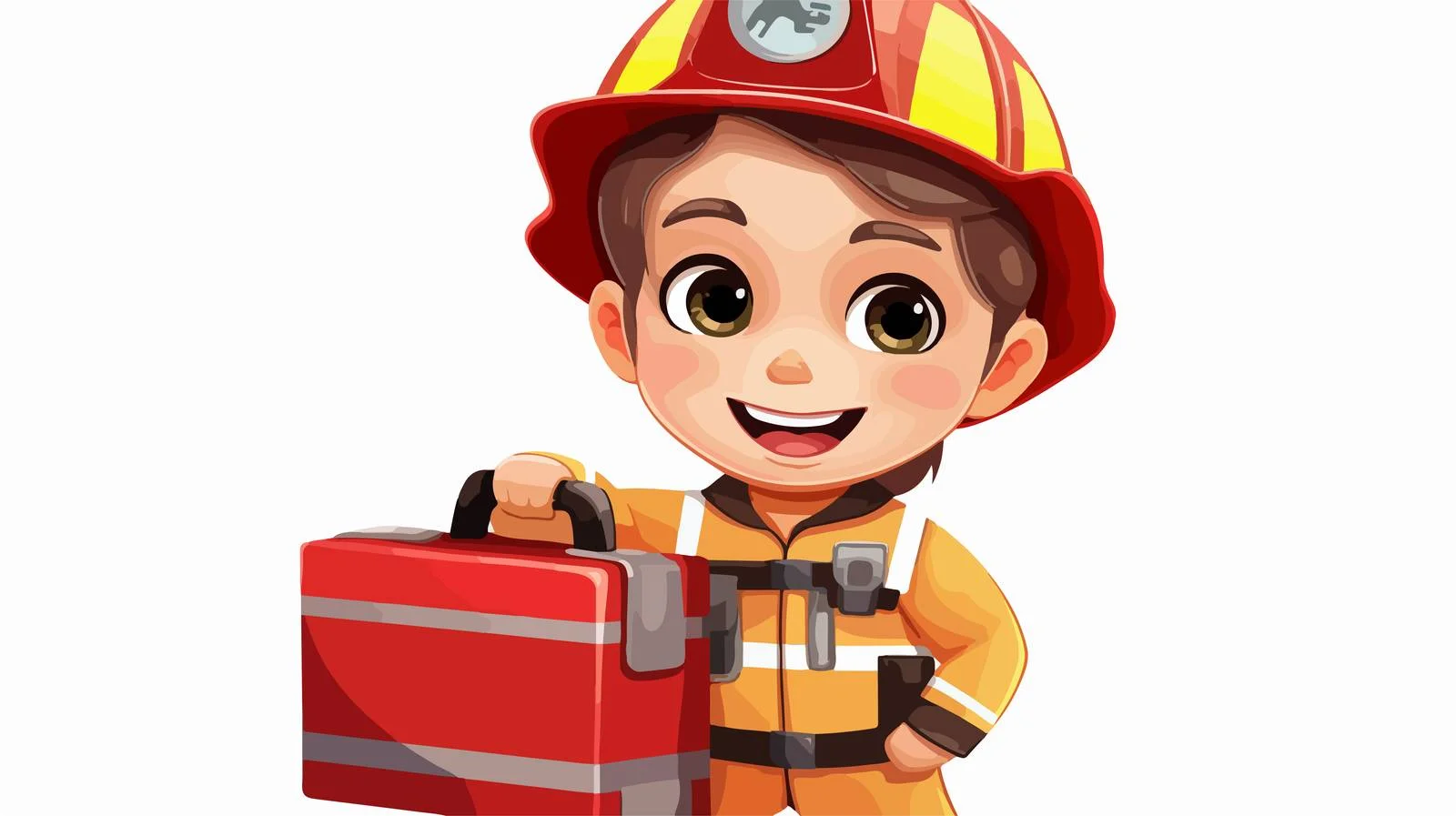 Cheerful Child in Firefighter Outfit — free download from Dotvec