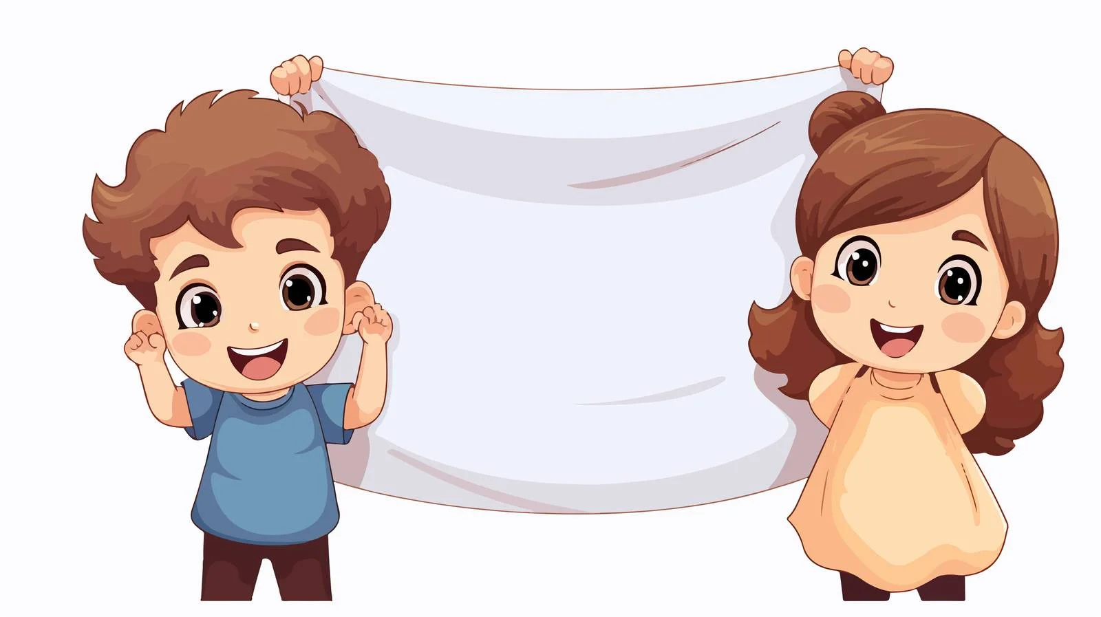 Cheerful Kids Banner Holding Image — free download from Dotvec