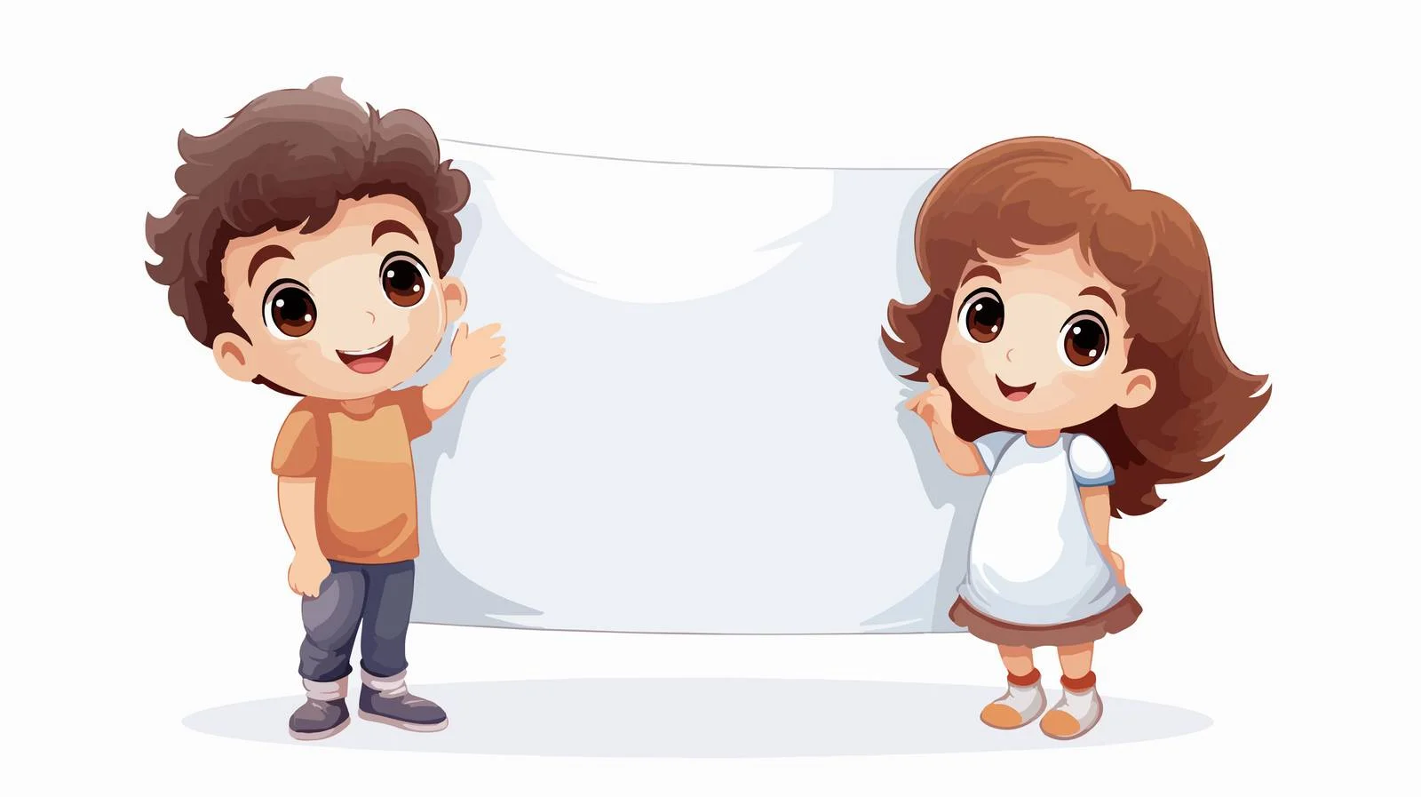 Cheerful Kids Holding Banner — free download from Dotvec