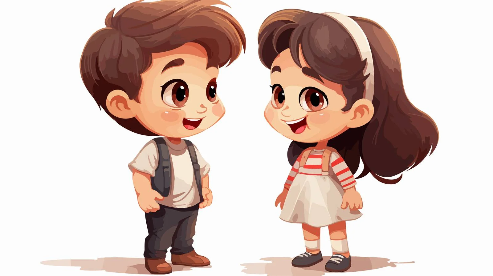 Adorable Kids Talking Cartoon Illustration — free download from Dotvec