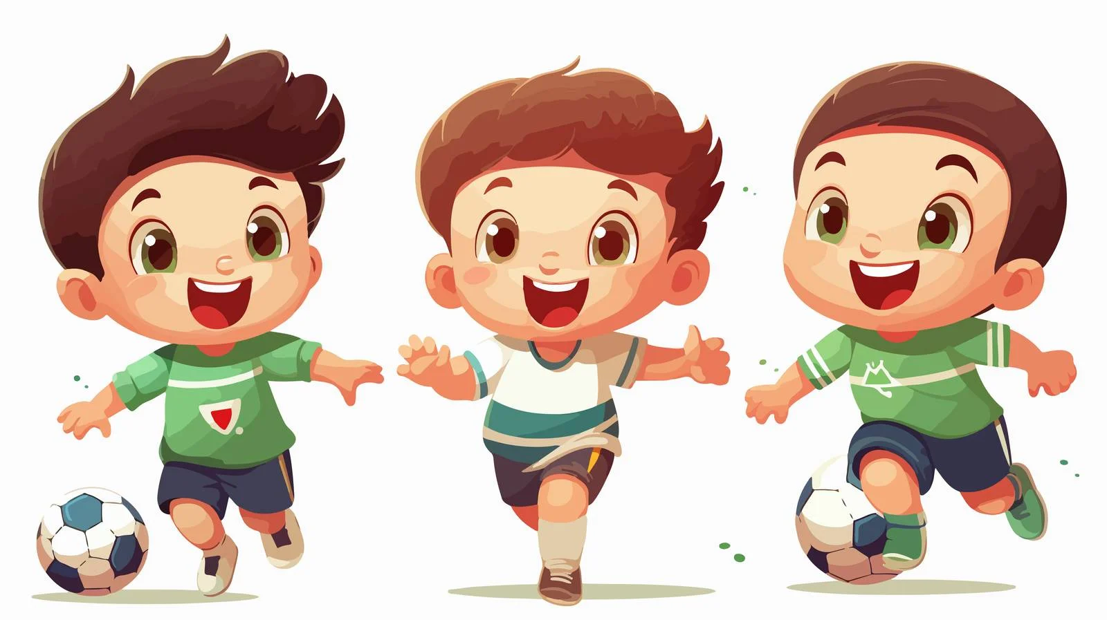 Cheerful Little Boys Football Victory Cartoon — free download from Dotvec