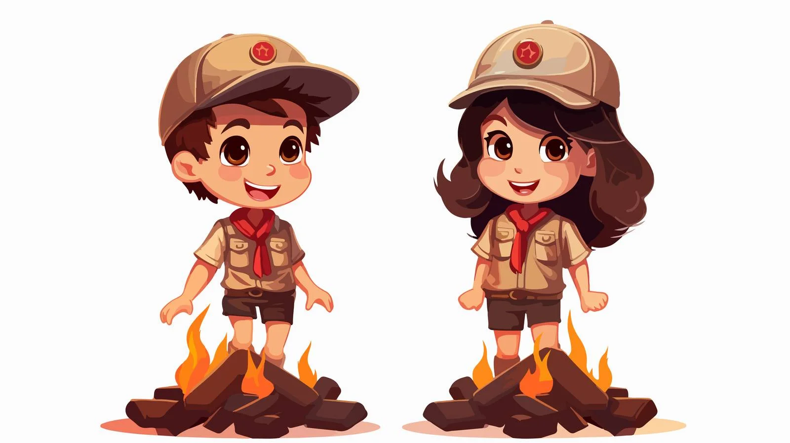 Joyful Scout Kids Singing Around Campfire — free download from Dotvec